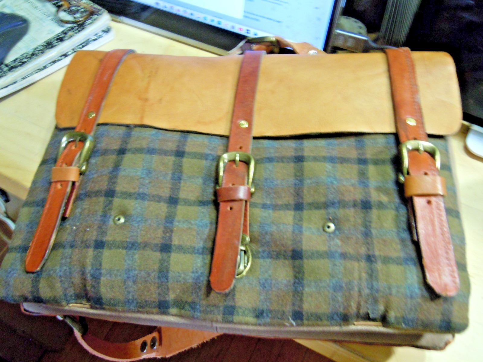 vintage Pendleton Wool Messenger Leather Satchel Brown Briefcase (on sale) #2
