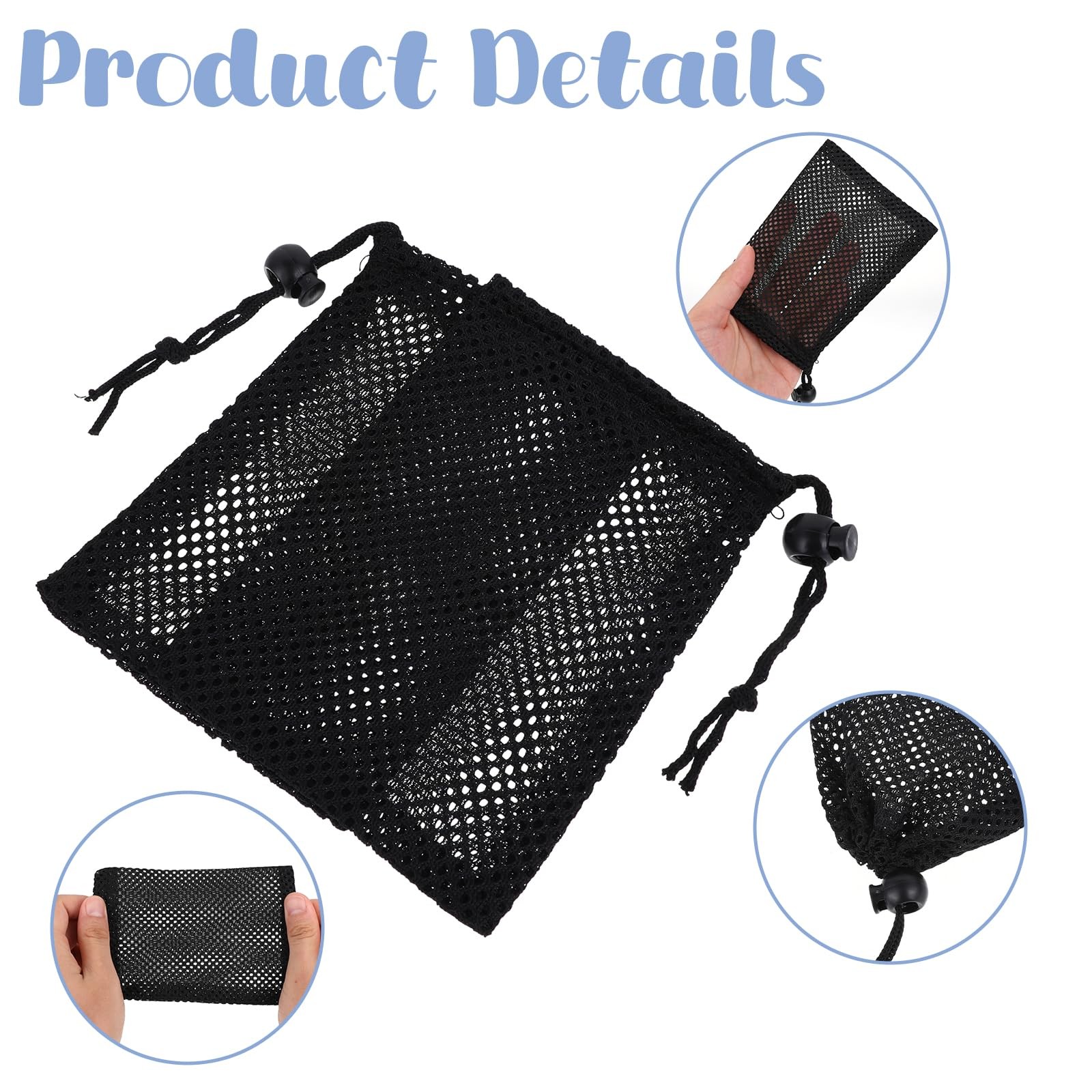 6 Pcs 6×4 Inch Mesh Drawstring Bags with Cord Lock Closure for Sports Stuff