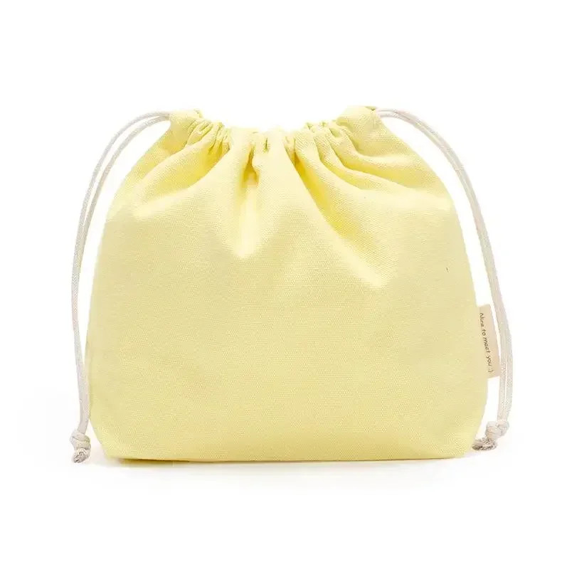 Cotton linen Drawstring Makeup Storage Bag Portable Structured Canvas Pouch Deli
