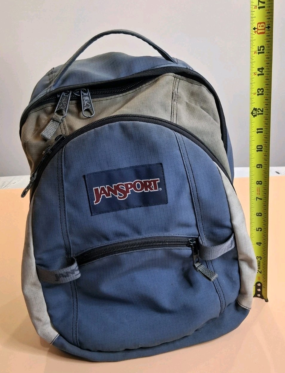 🤩 Vintage JANSPORT Blue Brown Bl. Multi Compartment Backpack Unisex School Bag