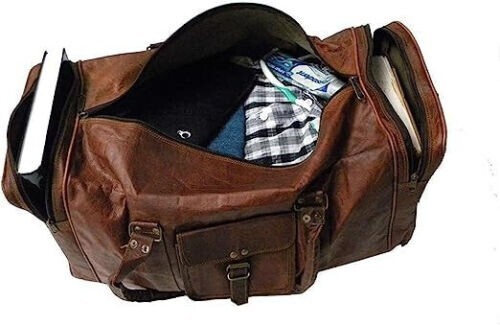 39″ Genuine New Leather Duffel Weekend Overnight Travel Gym Bag Luggage