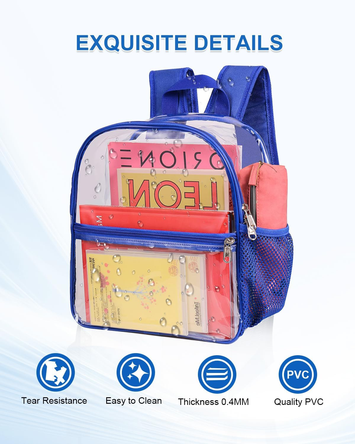 Clear Backpack for Stadium Events, 12X12X6 Small Clear Plastic Bag with Reinforc