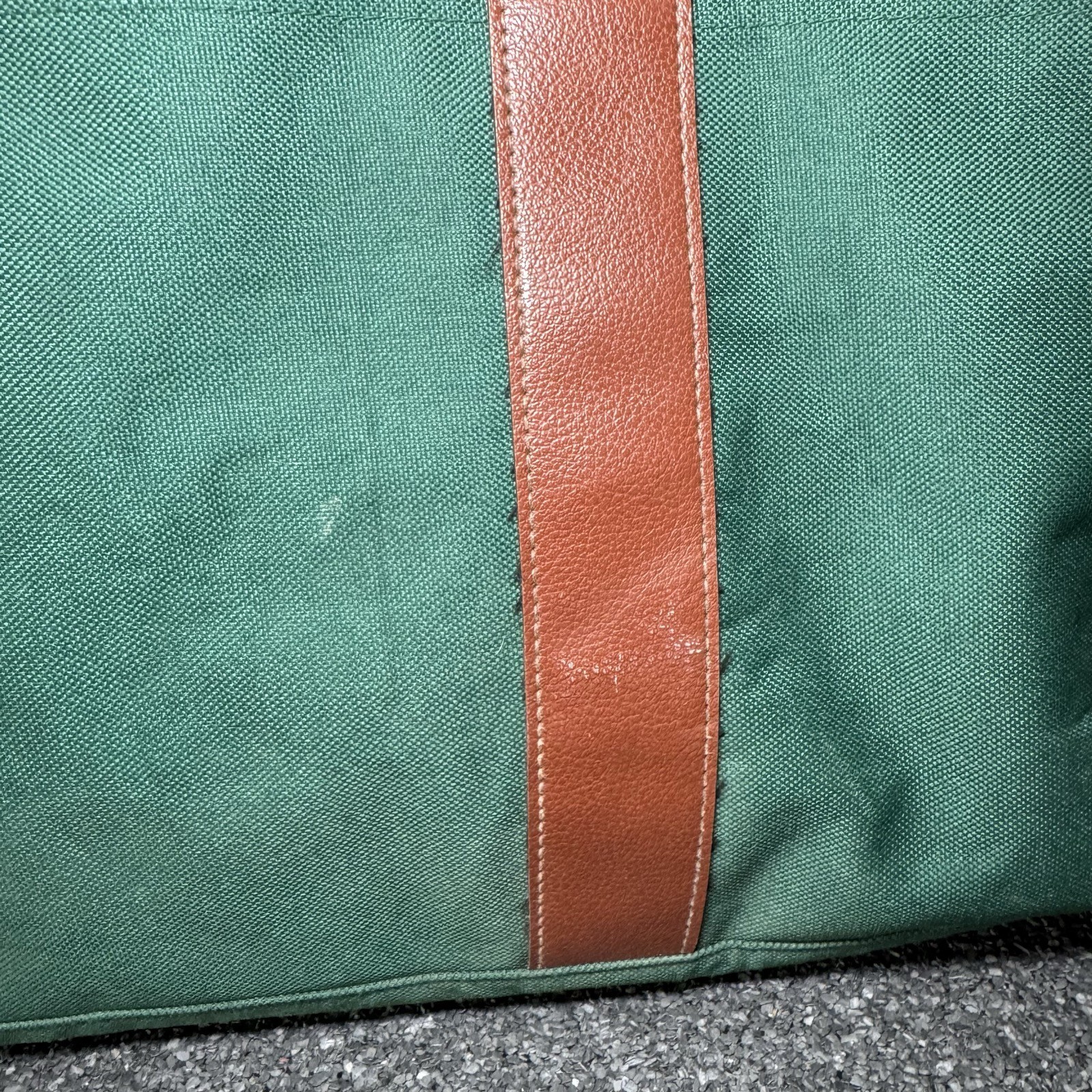 Vintage Ralph Lauren Weekender Duffel Bag Canvas Green Brown Leather Trim Travel