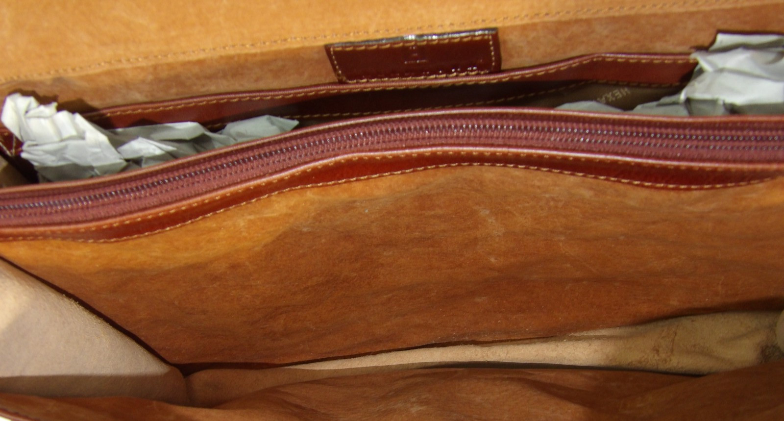 Hexagona Brown Genuine Leather w/ Flap 3 Compartments Shoulder Laptop Bag New!