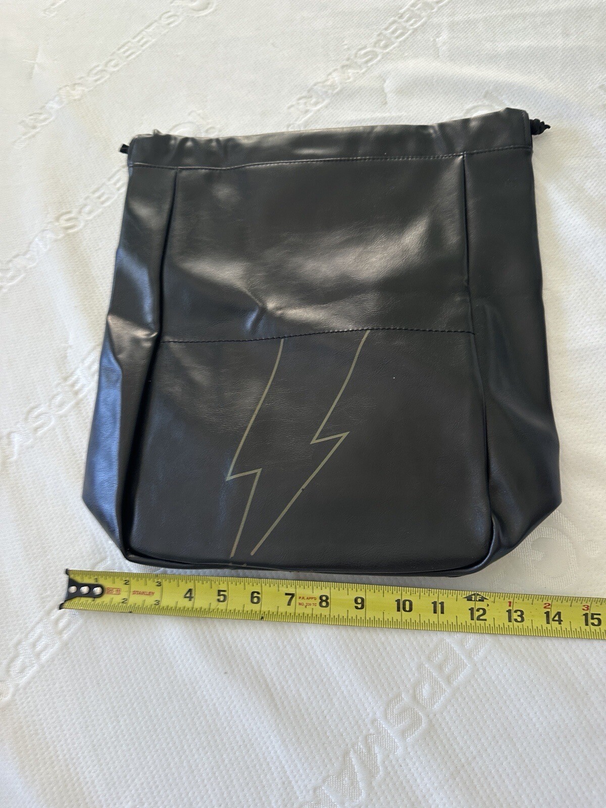 Carolina Herrera Bad Boy Weekender Backpack Black Drawstring Faux Leather New