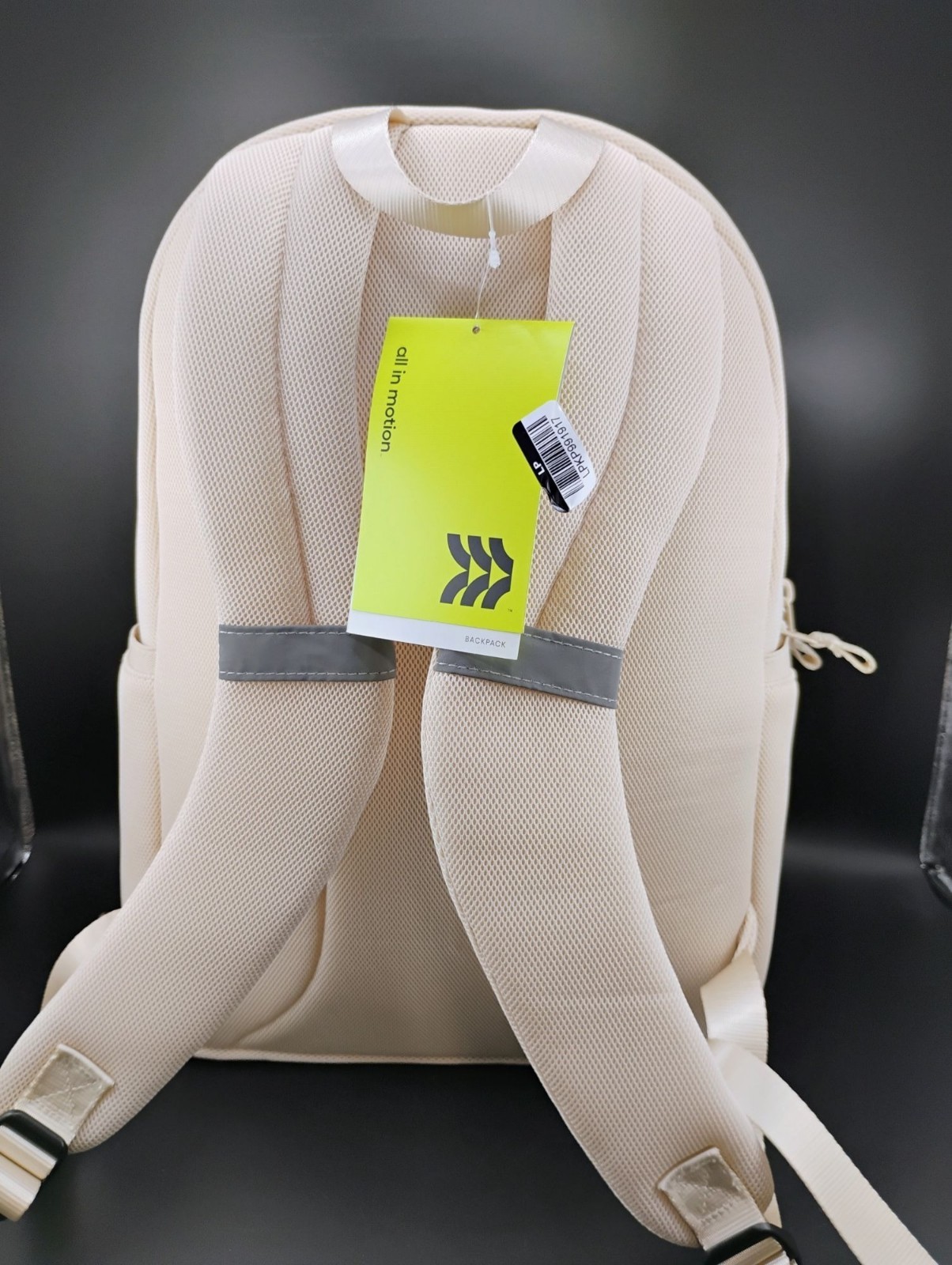 All In Motion Lightweight Cream Backpack With Padded Straps & Pockets