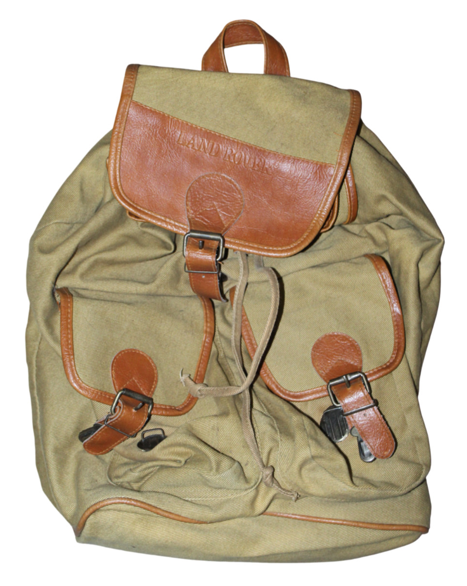 Land Rover Canvas & Leather Back Pack Olive Green Field Back Pack Needs Repair