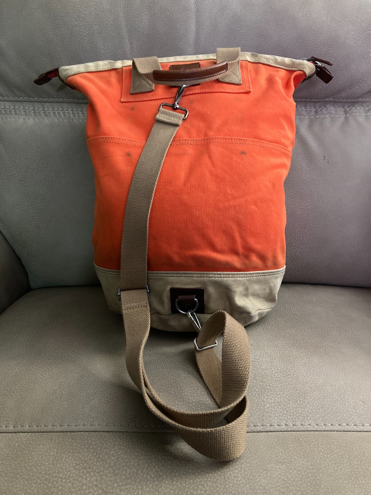 VINTAGE MOUNTAIN KHAKIS_HERITAGE CANVAS_RUCKSACK/GEAR BAG_HARVEST ORANGE & KHAKI