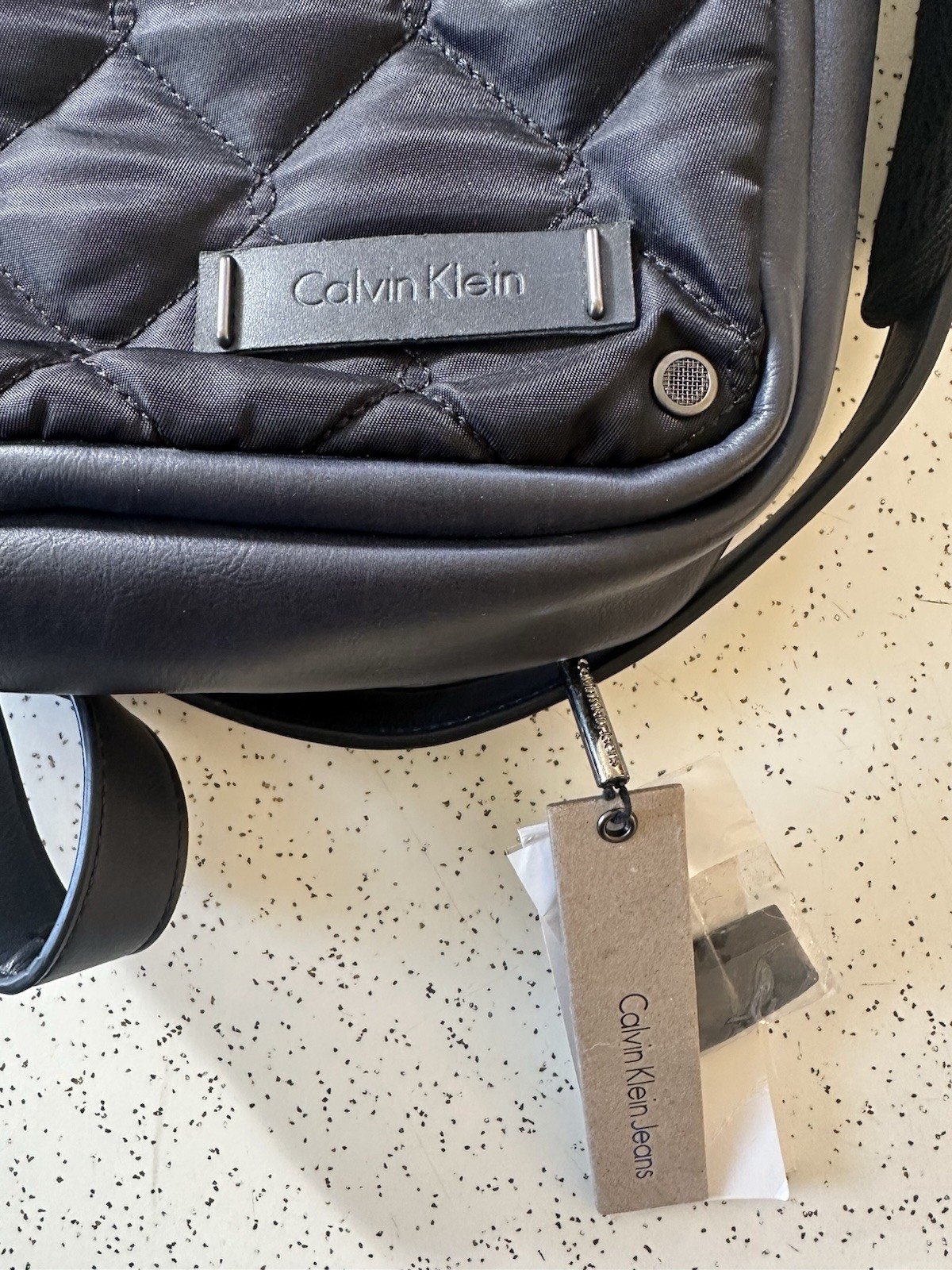 Calvin Klein Faux Leather Sling Bag Unisex Black Crossbody Original Tags NWT