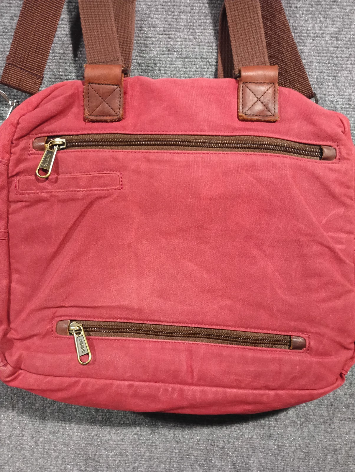 Duluth Trading Co Red Vintage Canvas Leather Messenger Bag Shoulder Bag