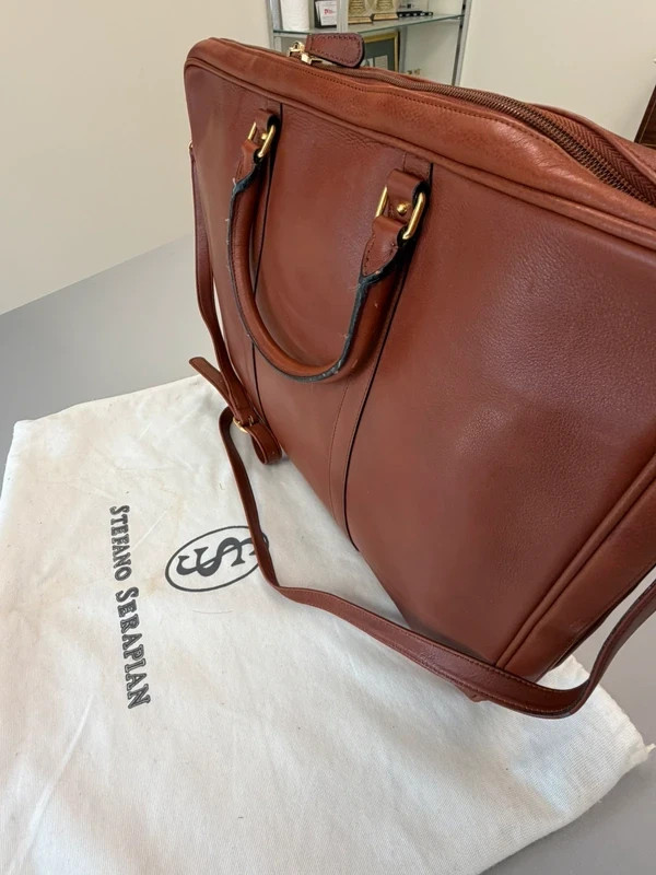 Stefano Serapian Attache Case Genuine Leather w/Strap Retails at $1,500.00