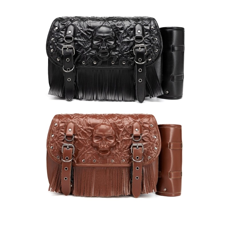 Motorcycle PU Leather Bag Side Tail Luggage Tool Pouch Saddlebag Waterproof