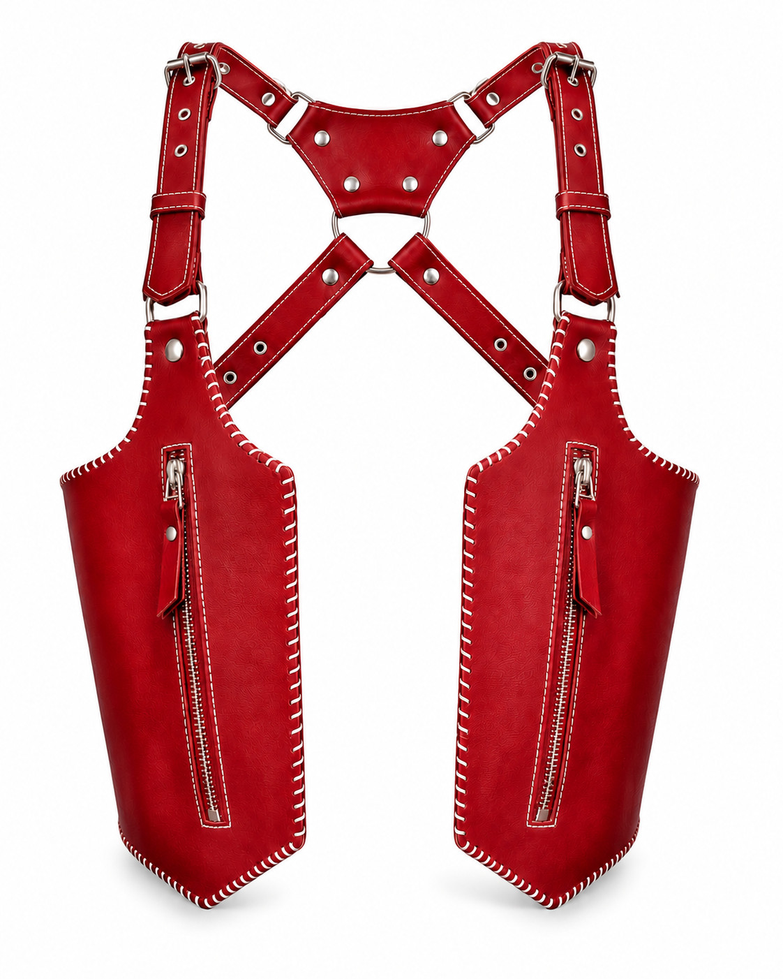 Genuine Leather Chest Harness Bag Adjustable Crossbody Utility Festival Vest
