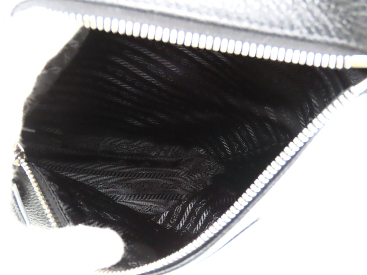 PRADA VITELLO DAINO Triangle Logo Leather Sling Bag NERO Black 2VZ098