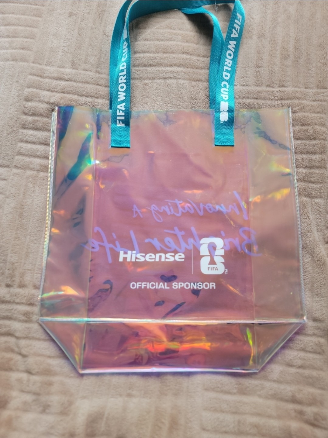 FIFA World Cup 2026 Official Sponsor Tote Bag Clear Iridescent Vinyl Tote