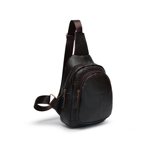 Womens Men Genuine Leather Sling Bags Chest Shoulder Crossbody Bag Pack Backpack