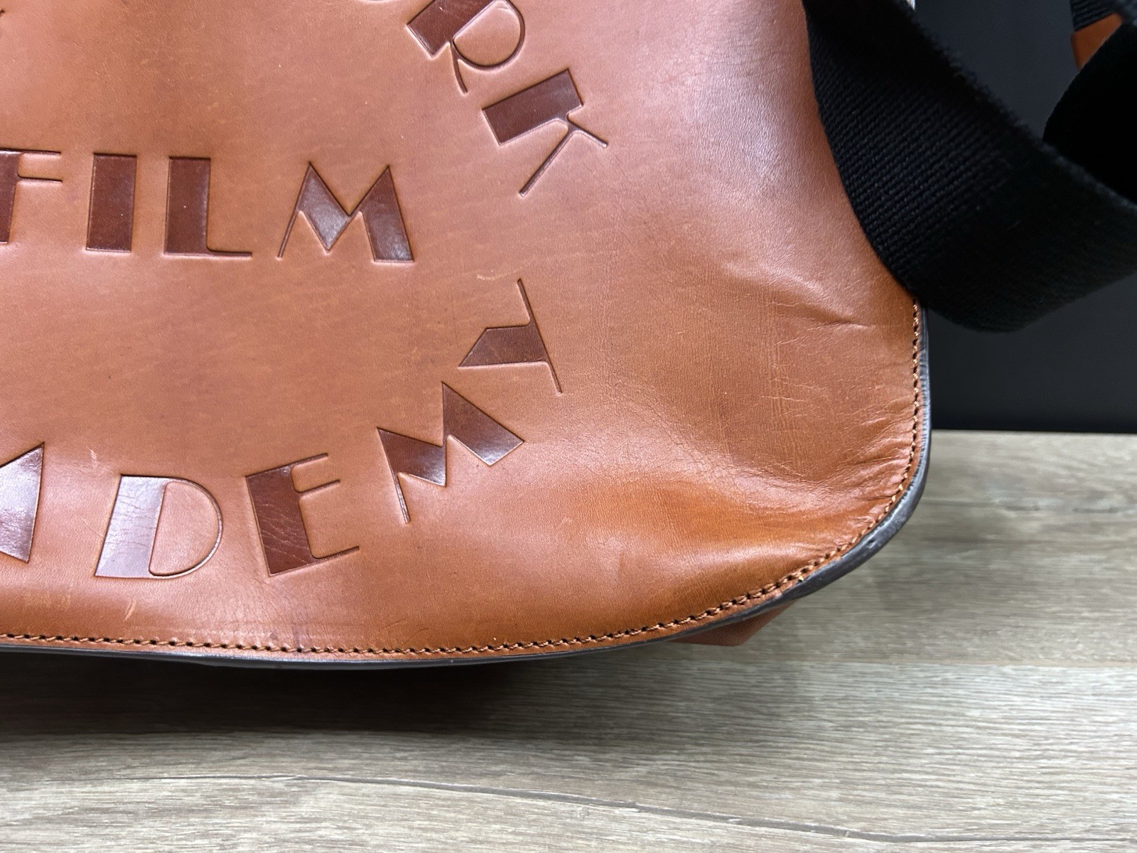 Vintage New York Film Academy Genuine Leather Cognac Portfolio Messenger Bag