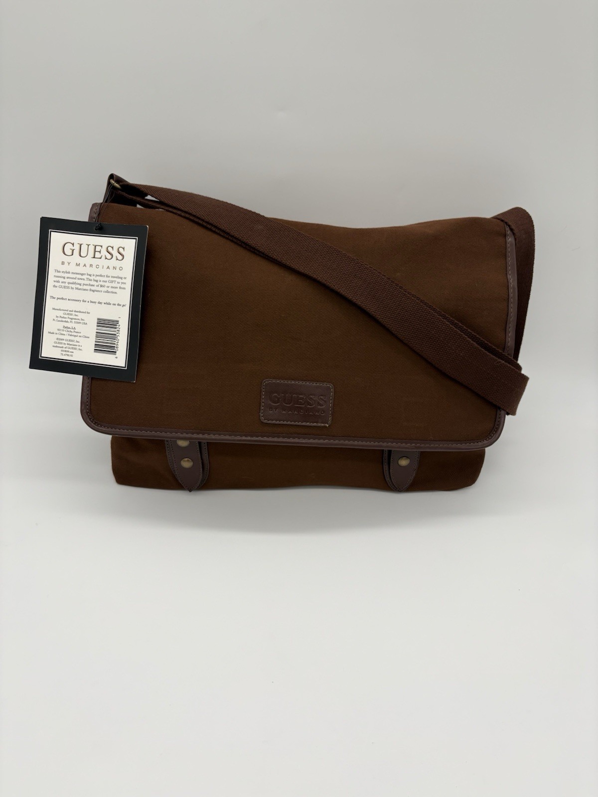 Guess By Marciano Men’s Brown Messenger Travelers Bag Sz L Fold Book Laptop Bag