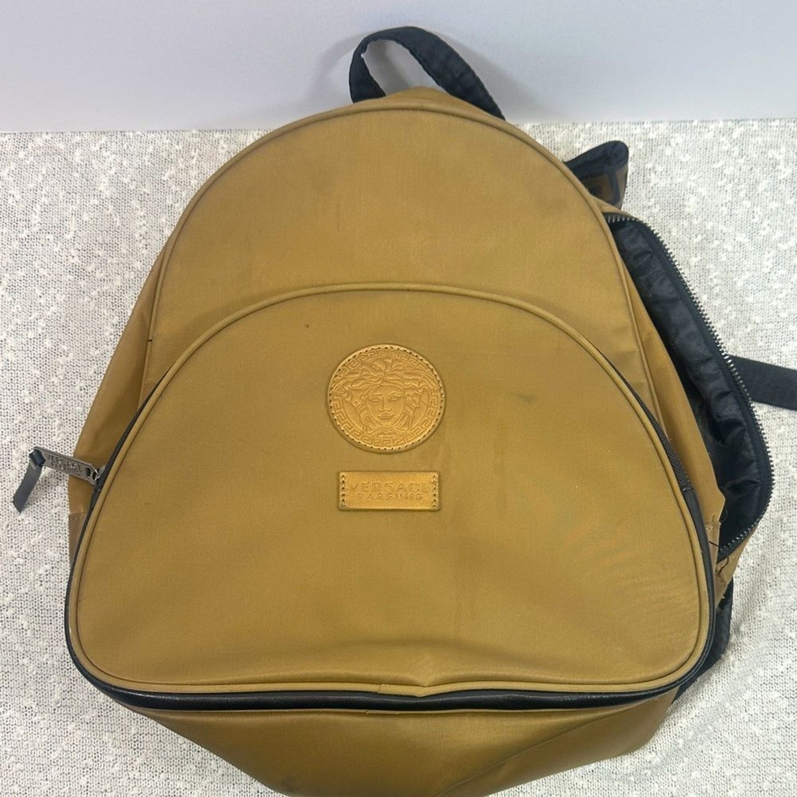 VERSACE Backpack Back Pack Gold Black