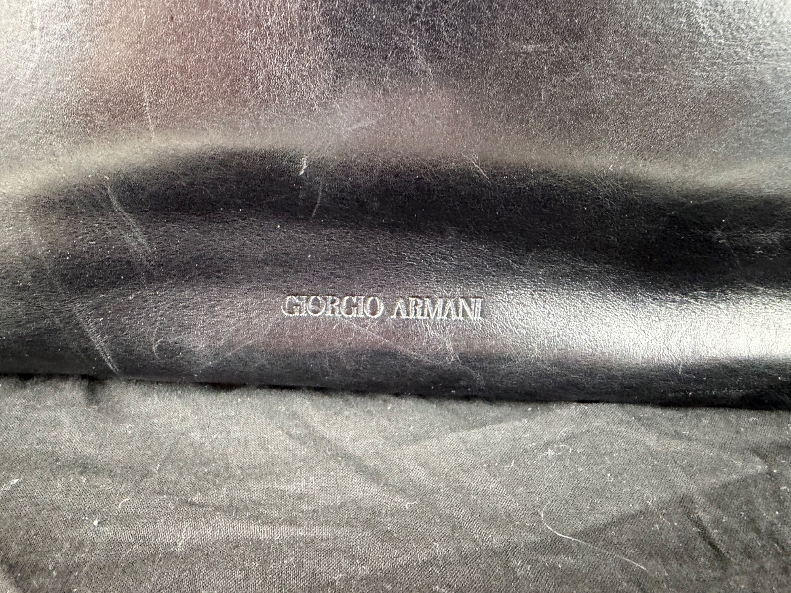 Giorgio Armani Black Leather Briefcase/Business Bag with Shoulder Strap