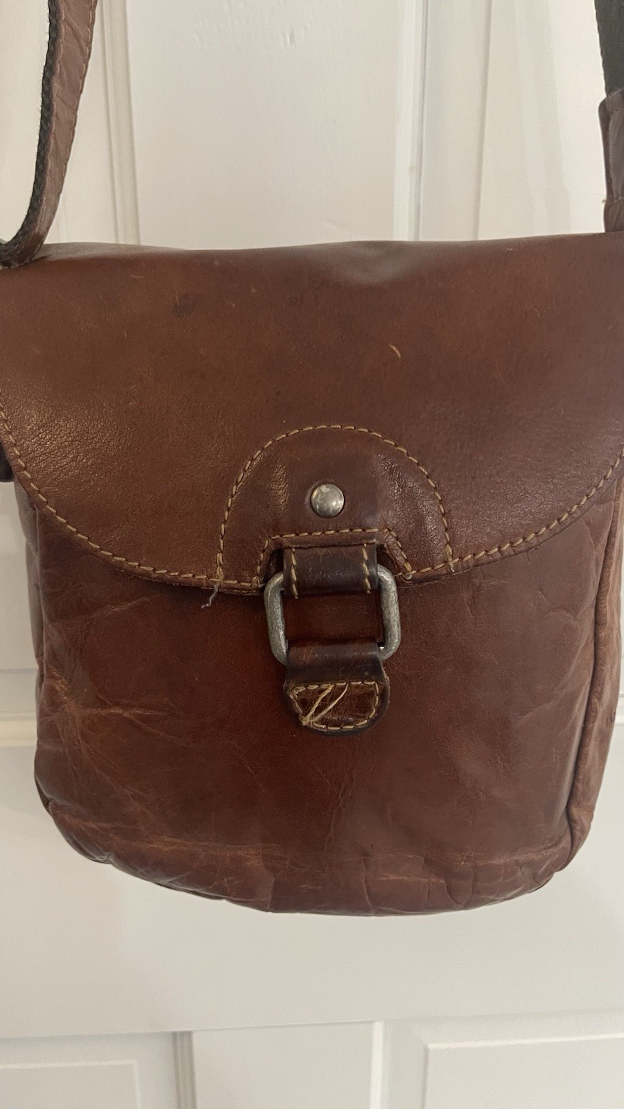 Jack Georges vintage Brown Leather Messenger Bag 9×9