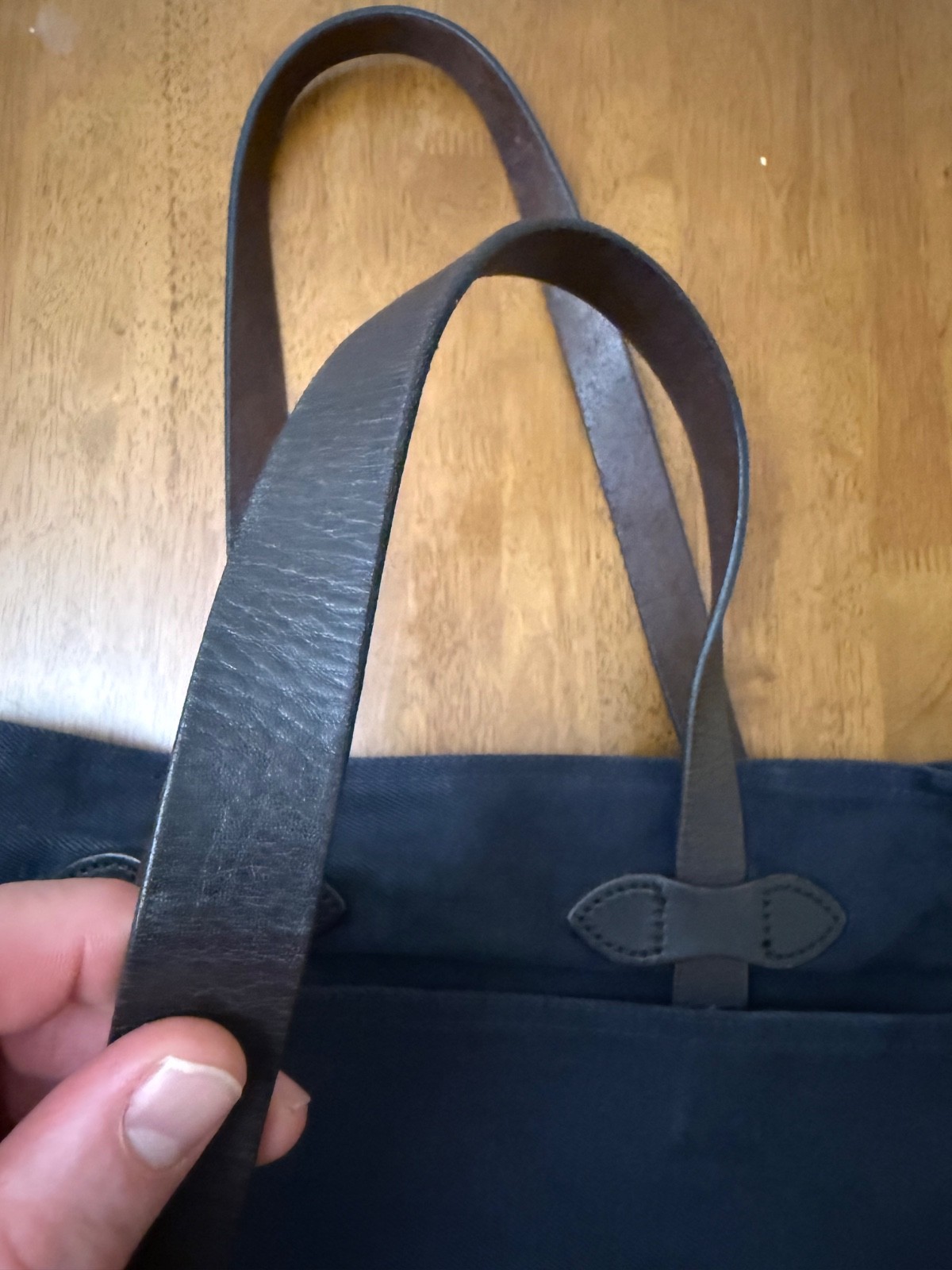 Filson 260 Rugged Twill Open Tote Navy Made in USA Leather Handles Shoulder Ba