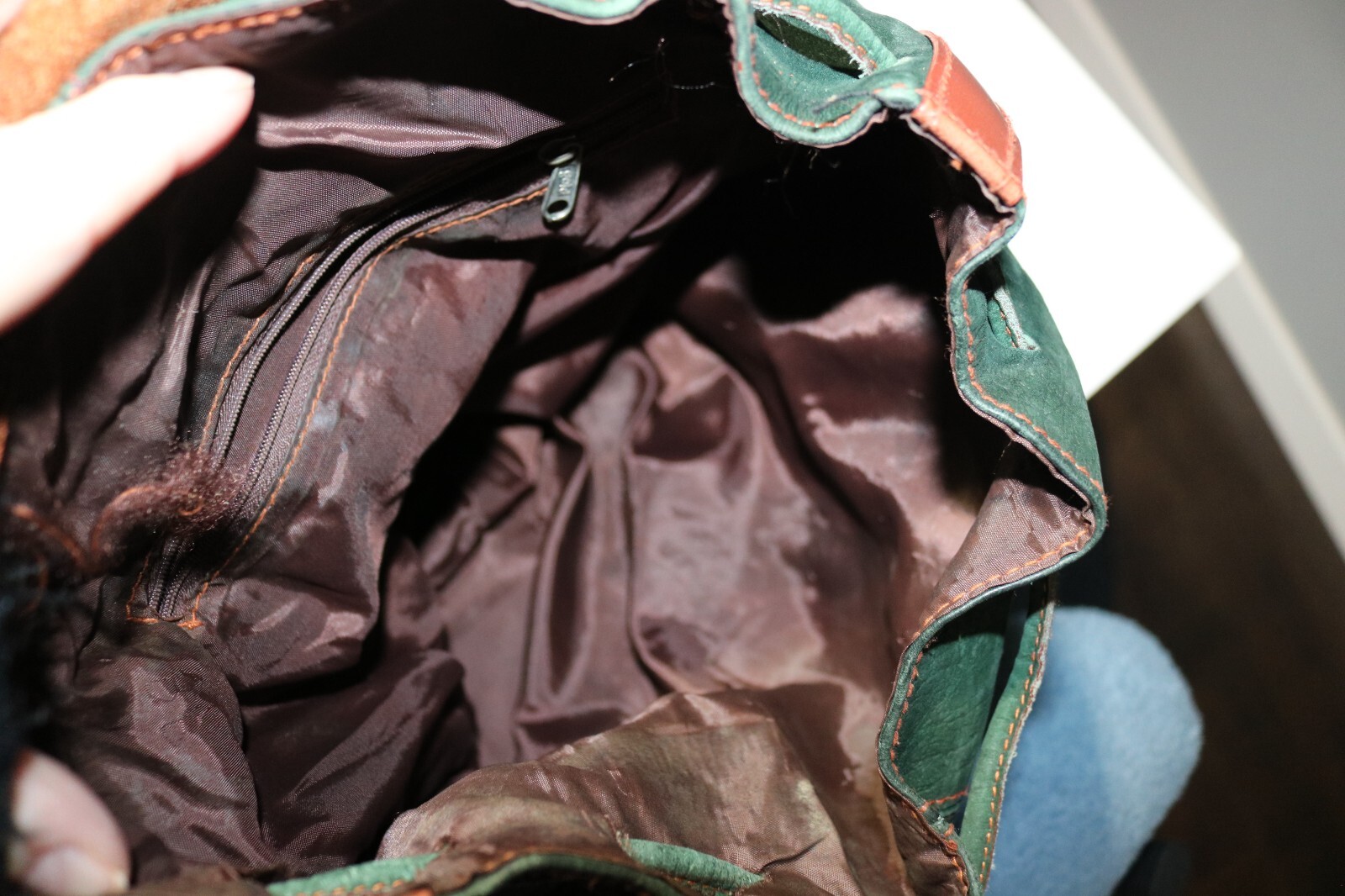UK Henry Original Leather Suede Backpack Green and Tan Made in United Kingdom