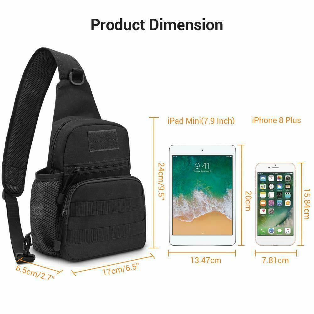 Tactical Sling Chest Pack Military Molle Backpack with Water Bottle Holder Pouch