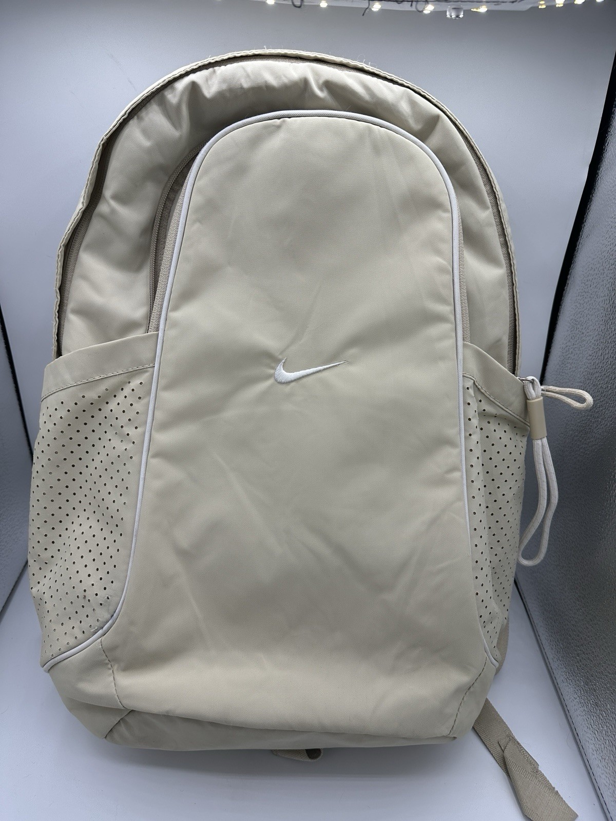Nike Sportswear Essentials Backpack Beige Cream Swoosh Laptop Bag