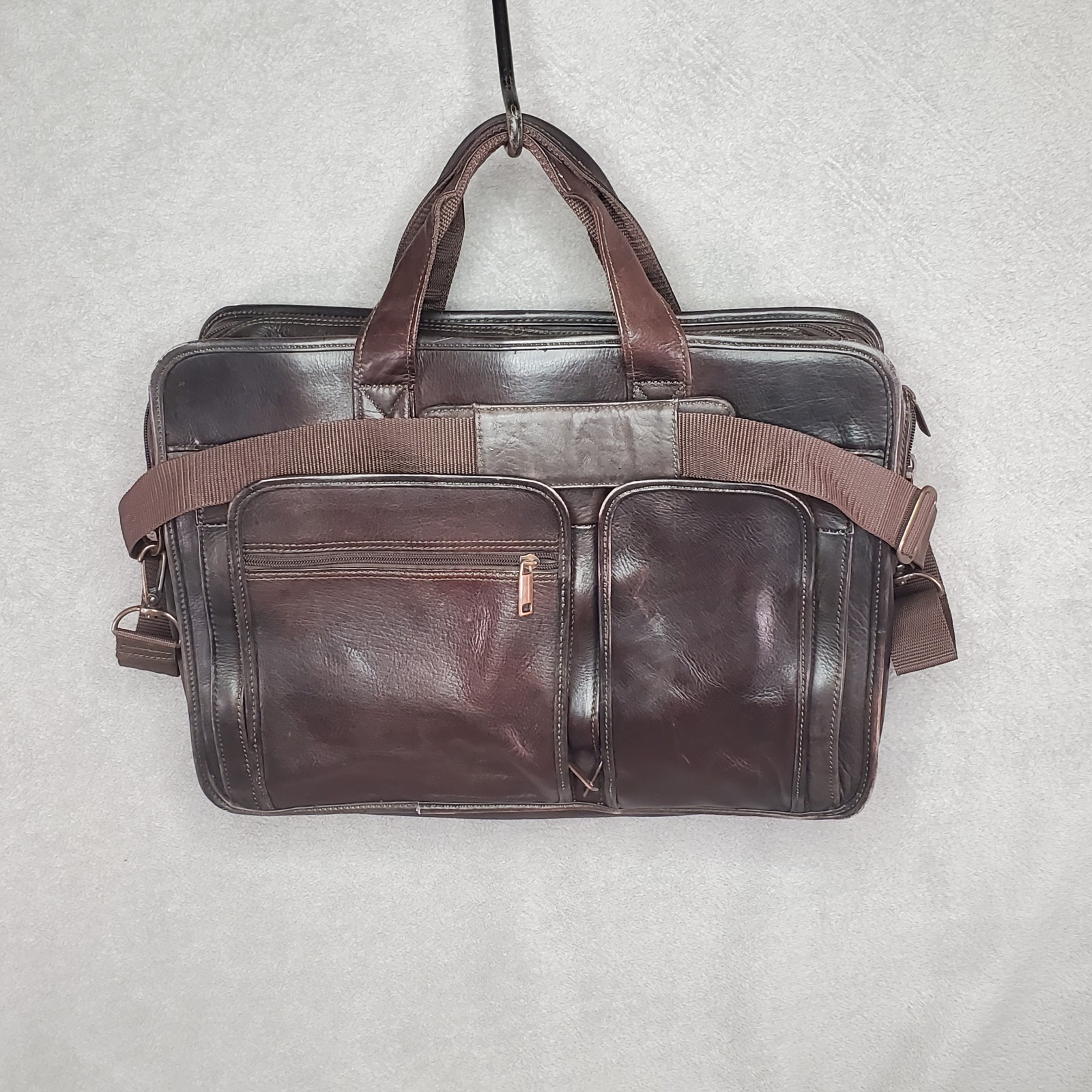 Wilsons Leather Brown Genuine Leather Briefcase Laptop Messenger Bag Travel