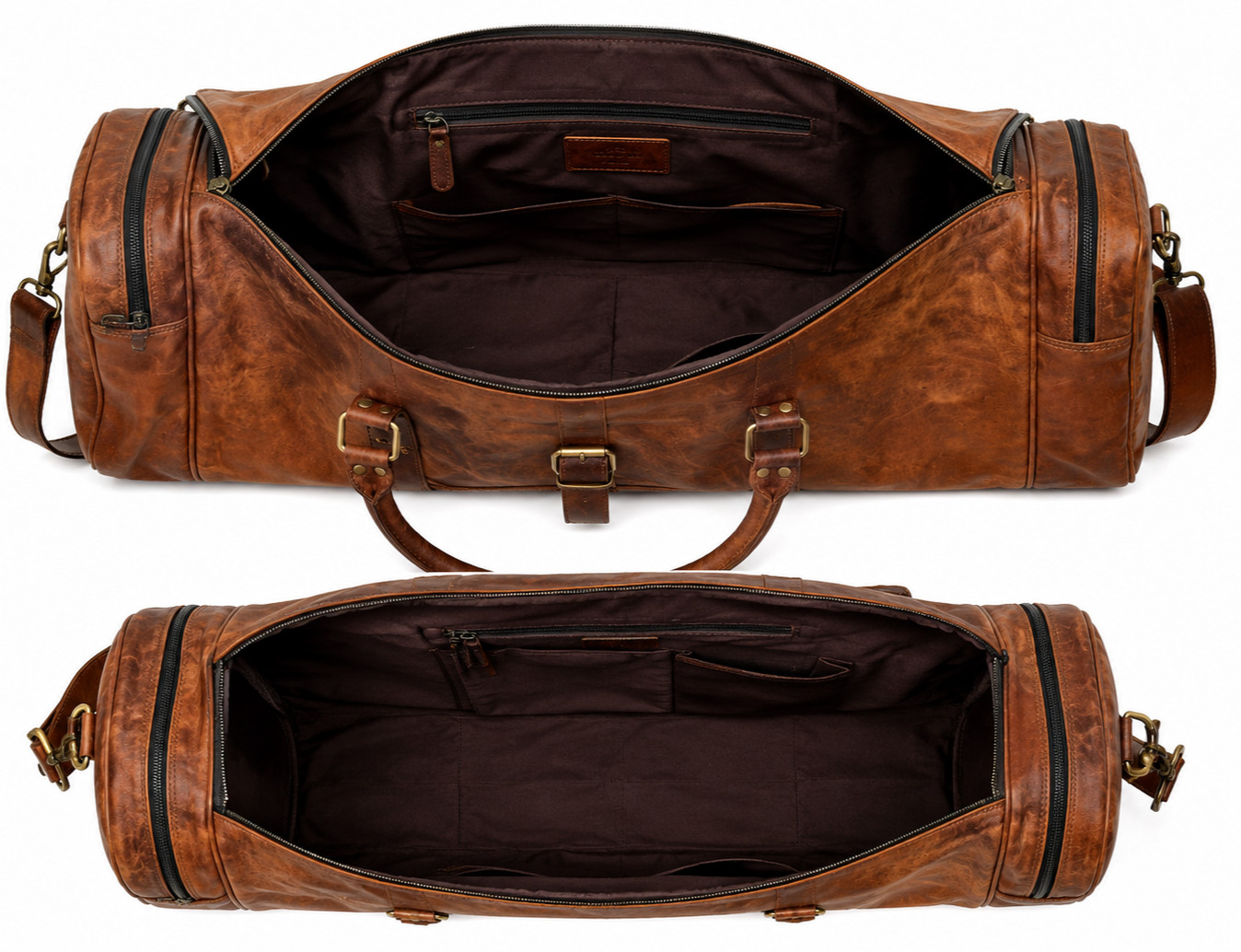 Authentic Leather Travel Duffel Bag Large Capacity Weekender Gym Luxury Spacious