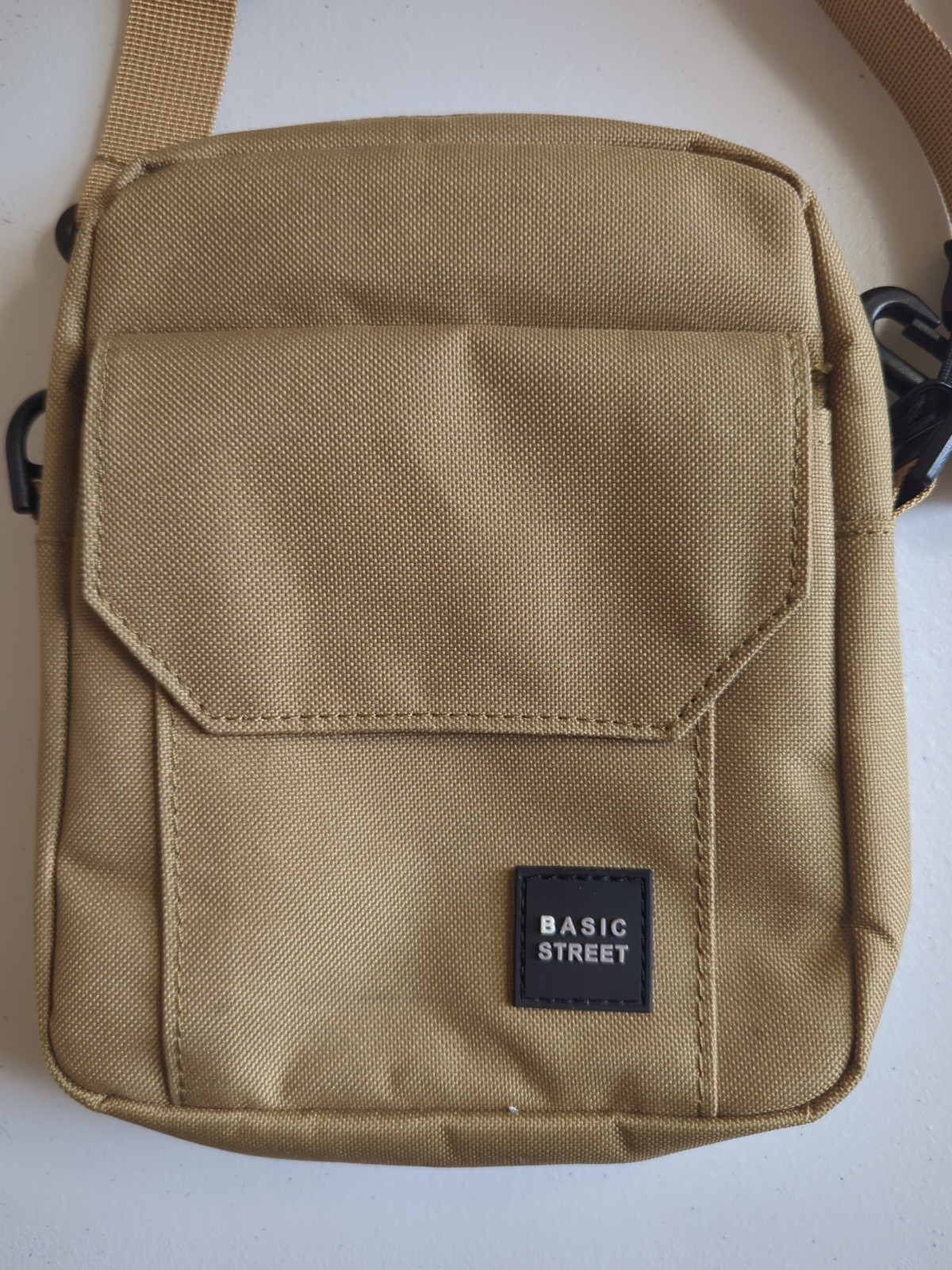 Men’s 7×9 Basic Street Crossbody Wallet Bag Tan Nylon Adjustable Strap