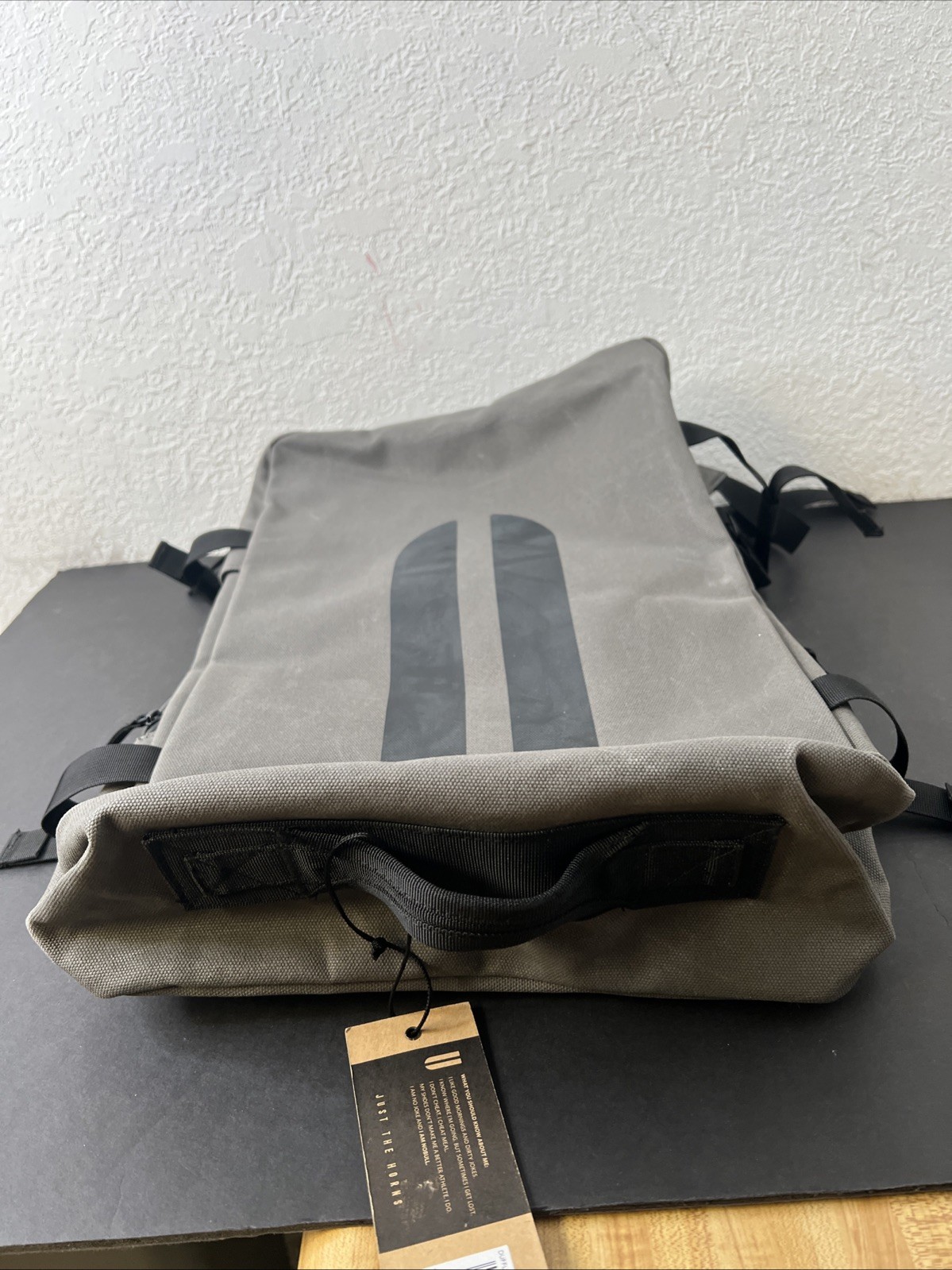 Nobull Duffle Backpack Horns Waxed Charcoal Canvas 19”x13” Brand New Duffleback