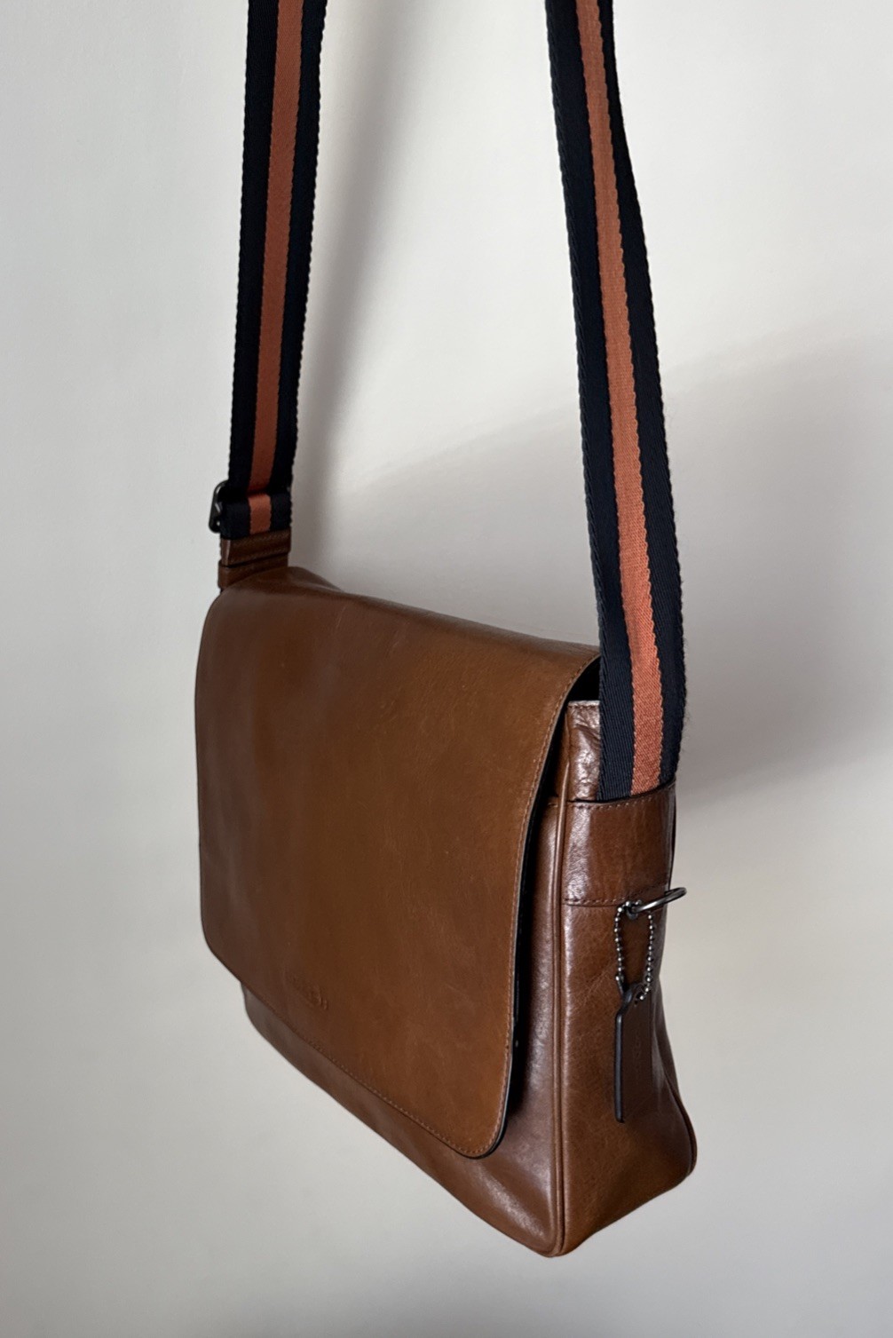 Coach Metropolitan Map Bag Tan Brown Sport Calf Leather Flap Messenger #72116