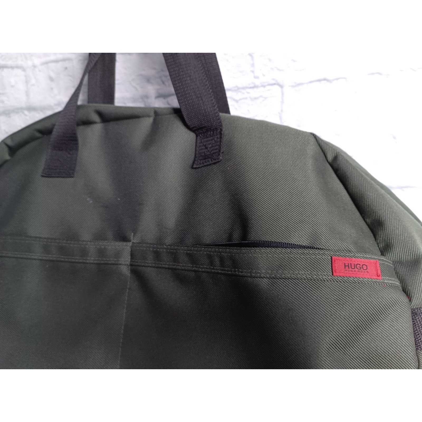 Hugo Boss Large Duffle Bag Charcoal Gray Canvas Travel Gym Weekend Bag s11