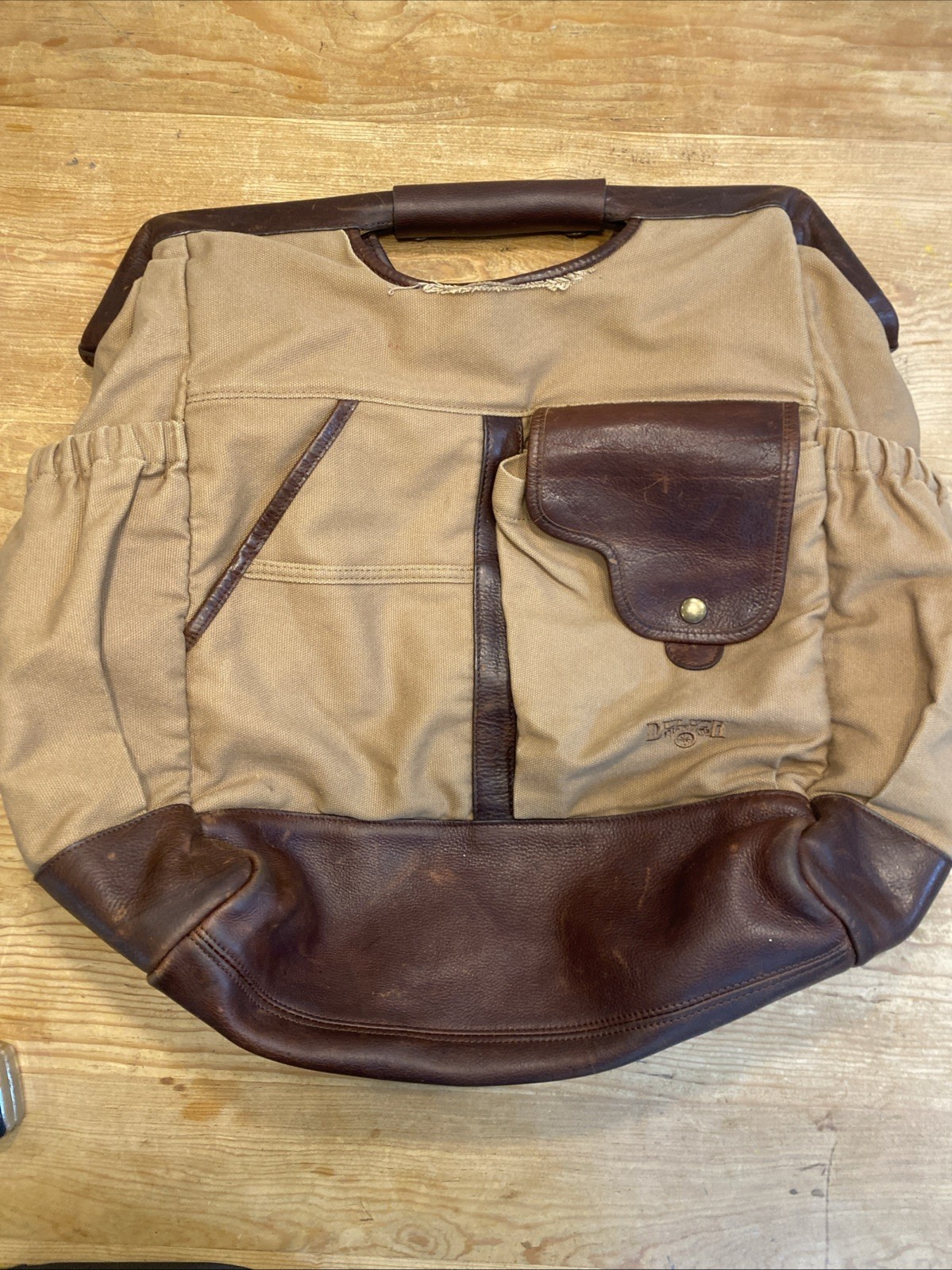 Vintage Duluth Trading Postmaster Tote Bag Canvas Leather w Shoulder Strap