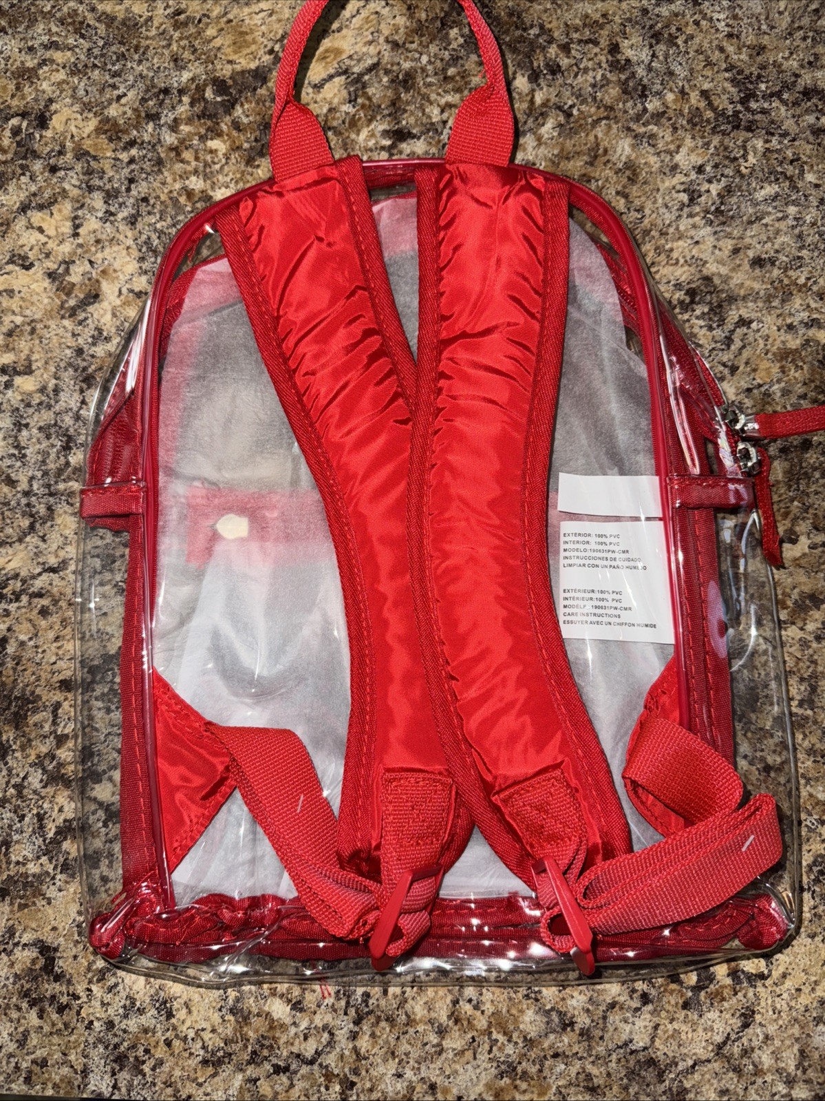 EASTSPORT STADIUM APPROVED BACKPACK Clear Mini Dome Backpack Clear With Red Trim