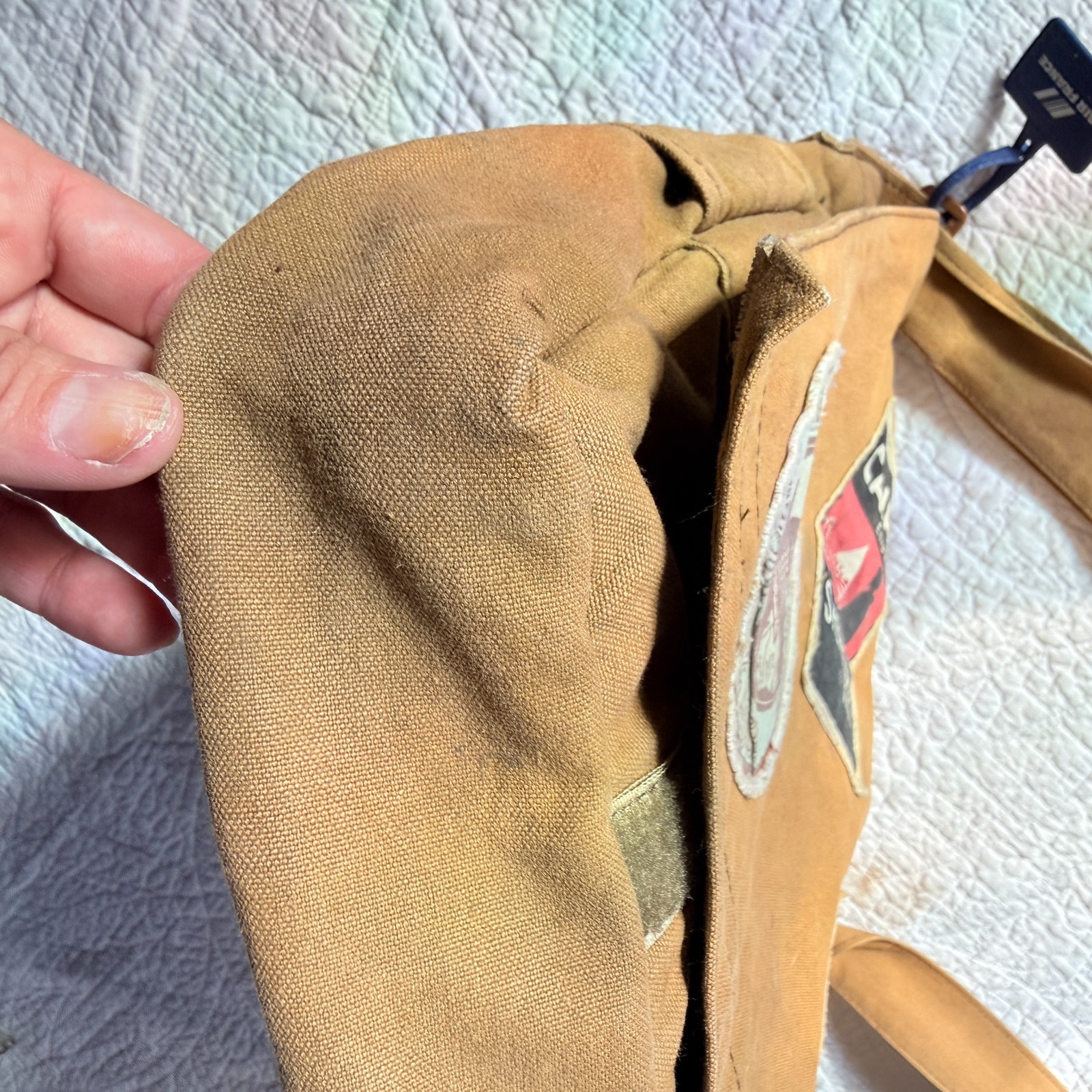 Vintage Liberto Canvas Messenger Shoulder Bag Commemorative Utility w/ Patches