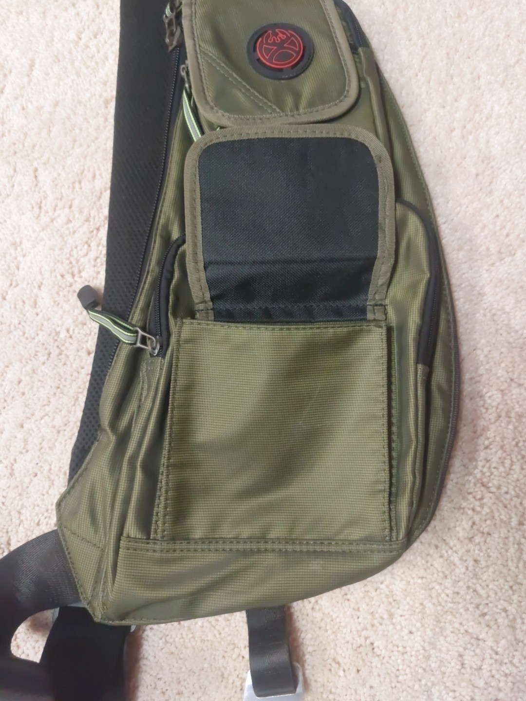 Kawei Knight L Sling Bag Backpack Cross Body Messenger Shoulder Green 9 Pockets
