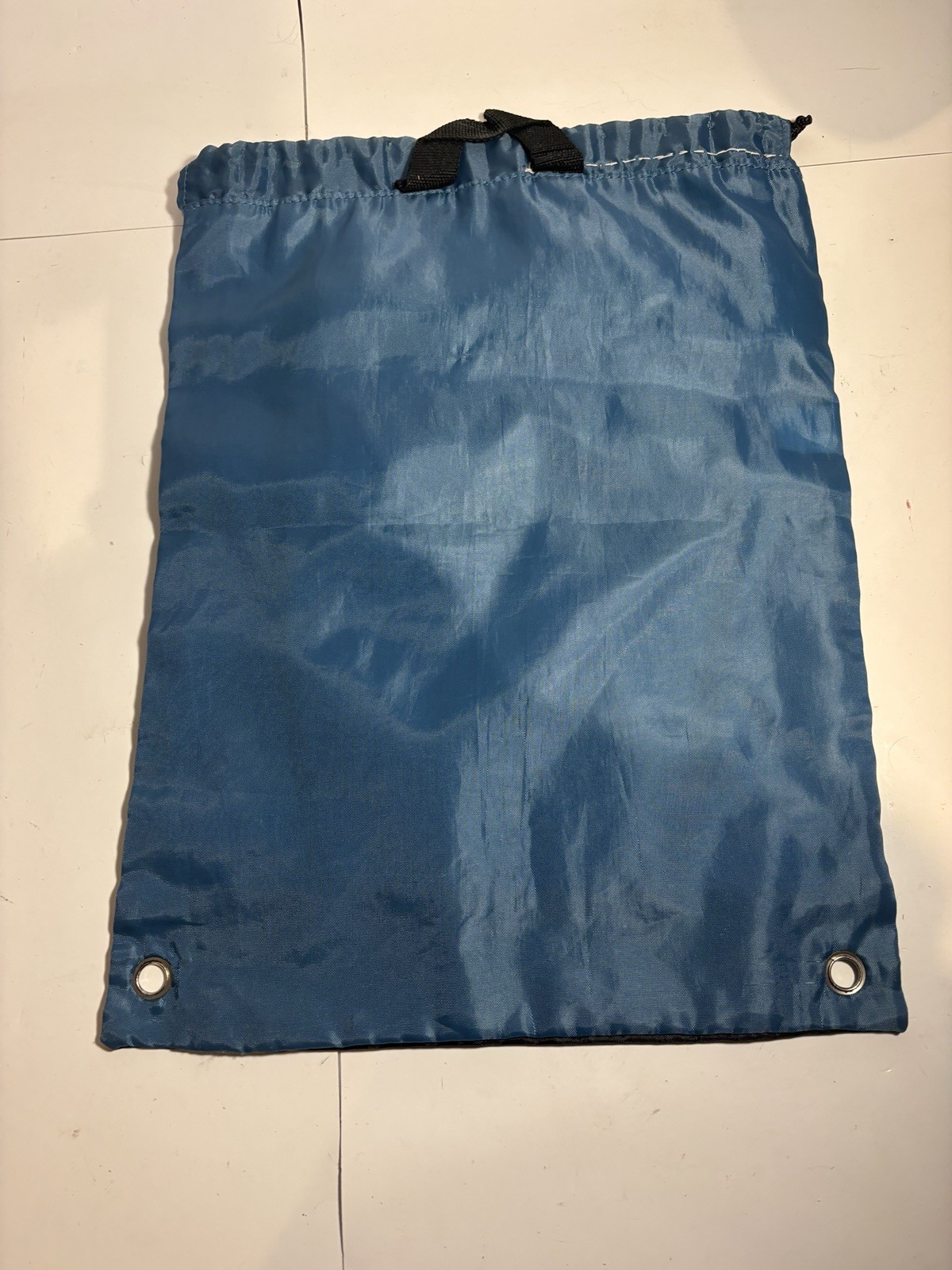 Blue Drawstring Gym Sack with Front Zip Pocket