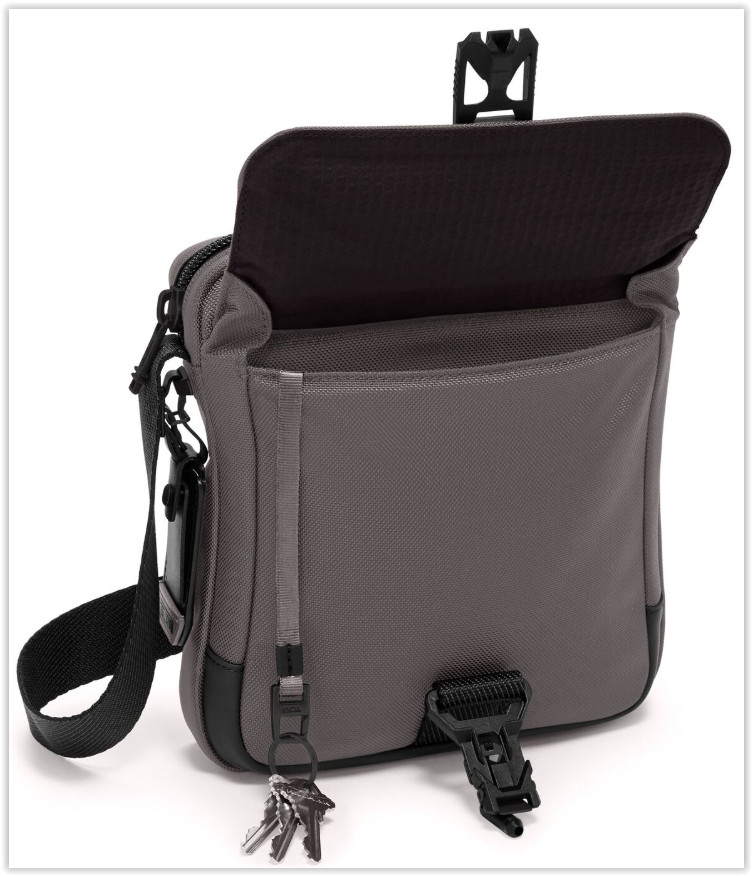 NWT TUMI Alpha Bravo Junior Crossbody Charcoal Grey Ballistic Nylon Bag