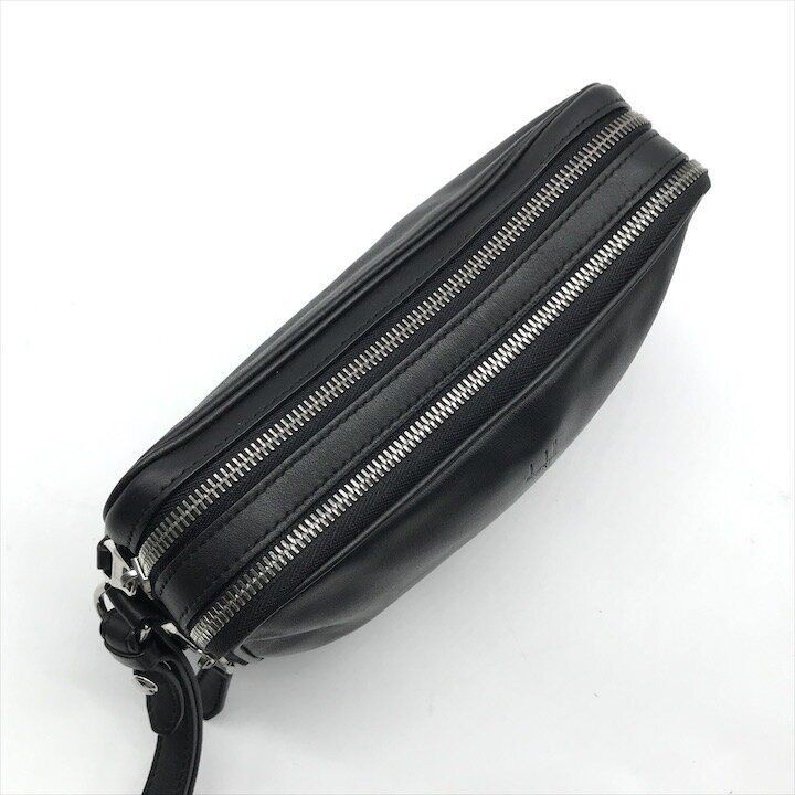 Dunhill Logo Embossed Leather Clutch Handbag Black Men’s Bag 22x13x5 cm