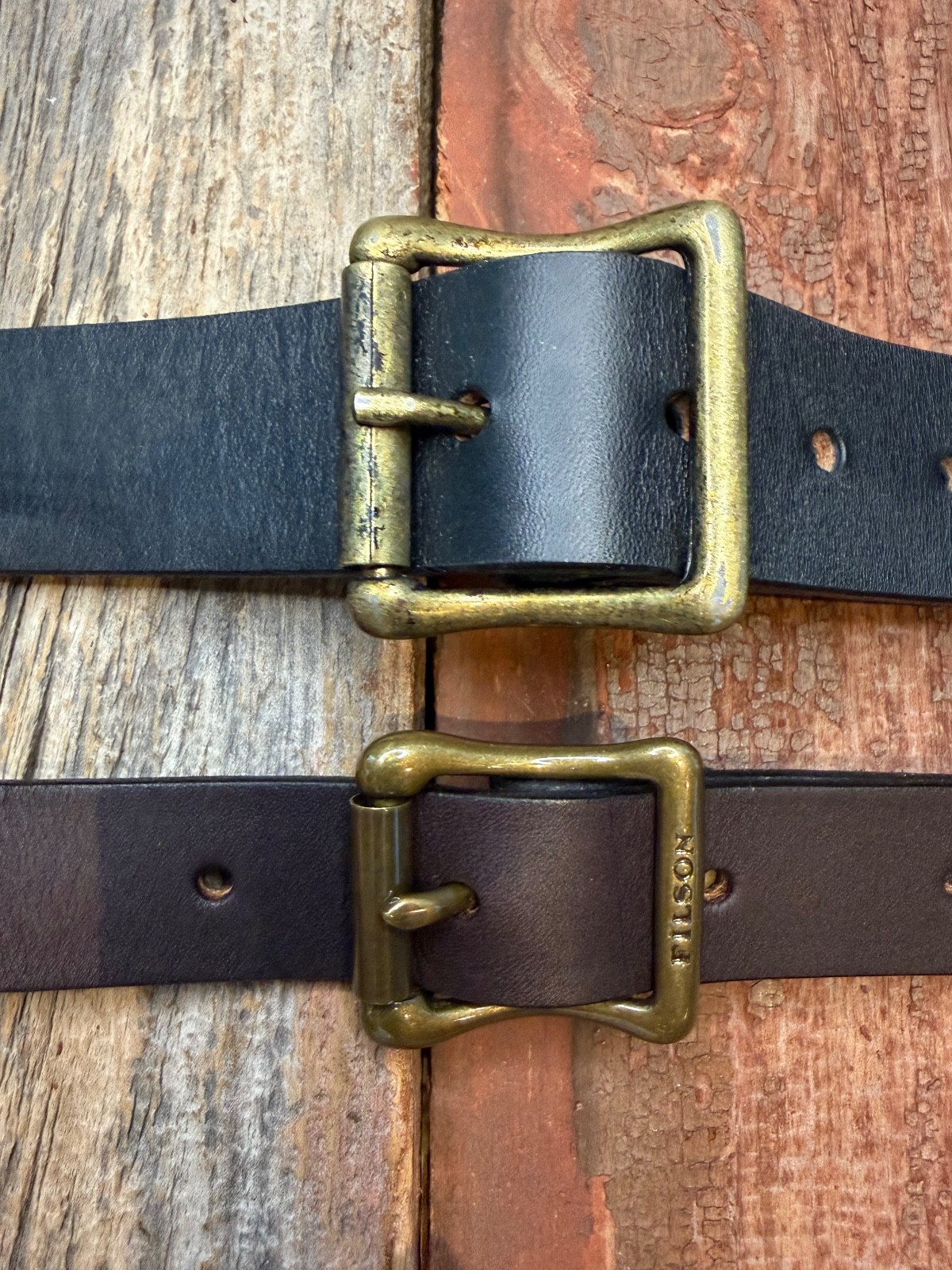 Filson Leather Shoulder Strap MADE IN USA Black Bridle Brass Adjustable Vintage