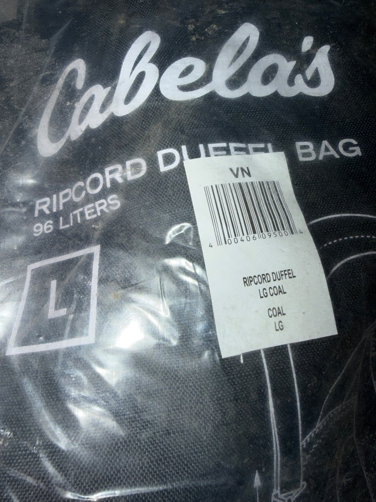 NEW CABELA’S RIPCORD DUFFEL BAG 96 LITERS COAL LARGE
