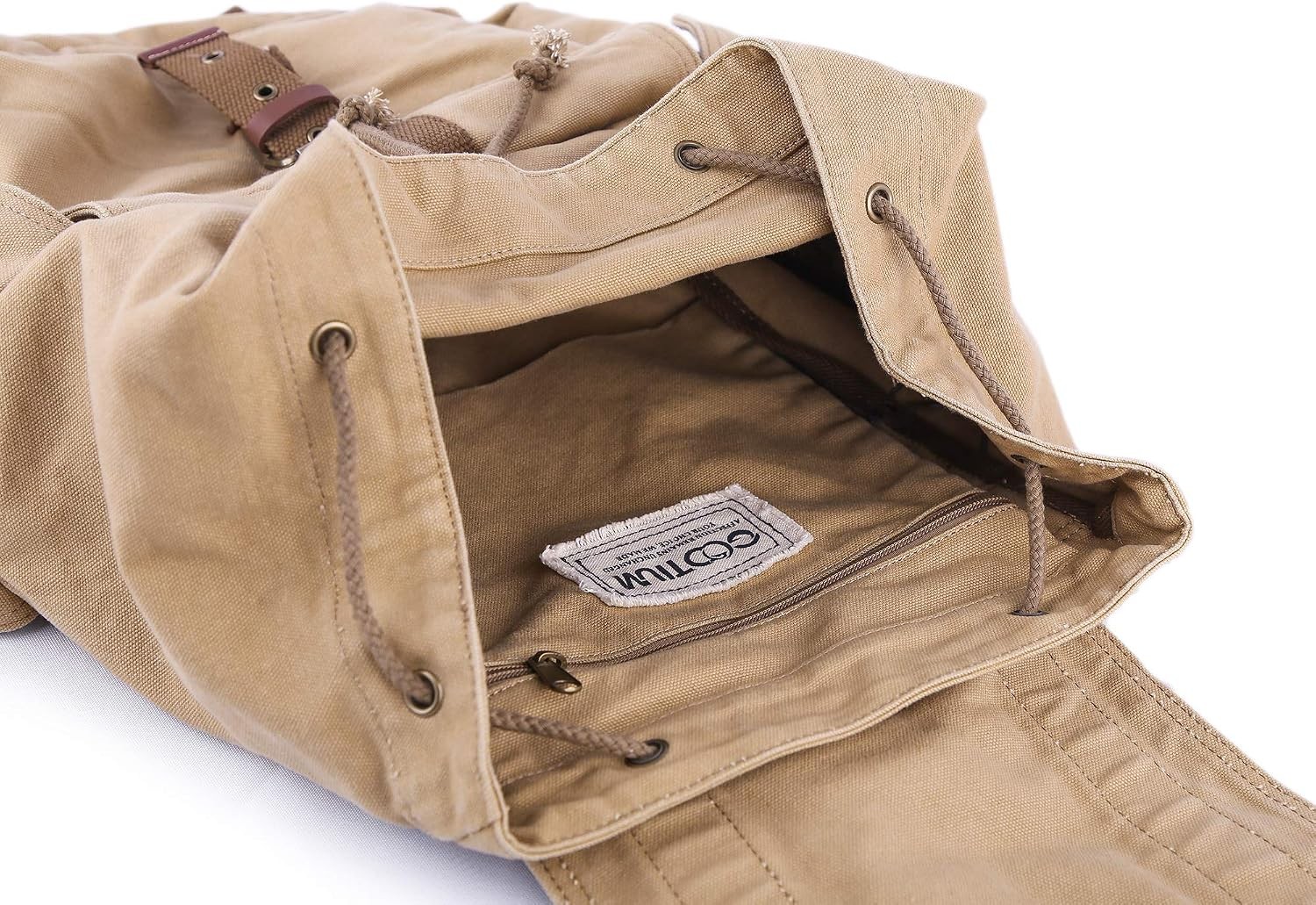21101KA Specially High Density Thick Canvas Backpack Rucksack,Khaki
