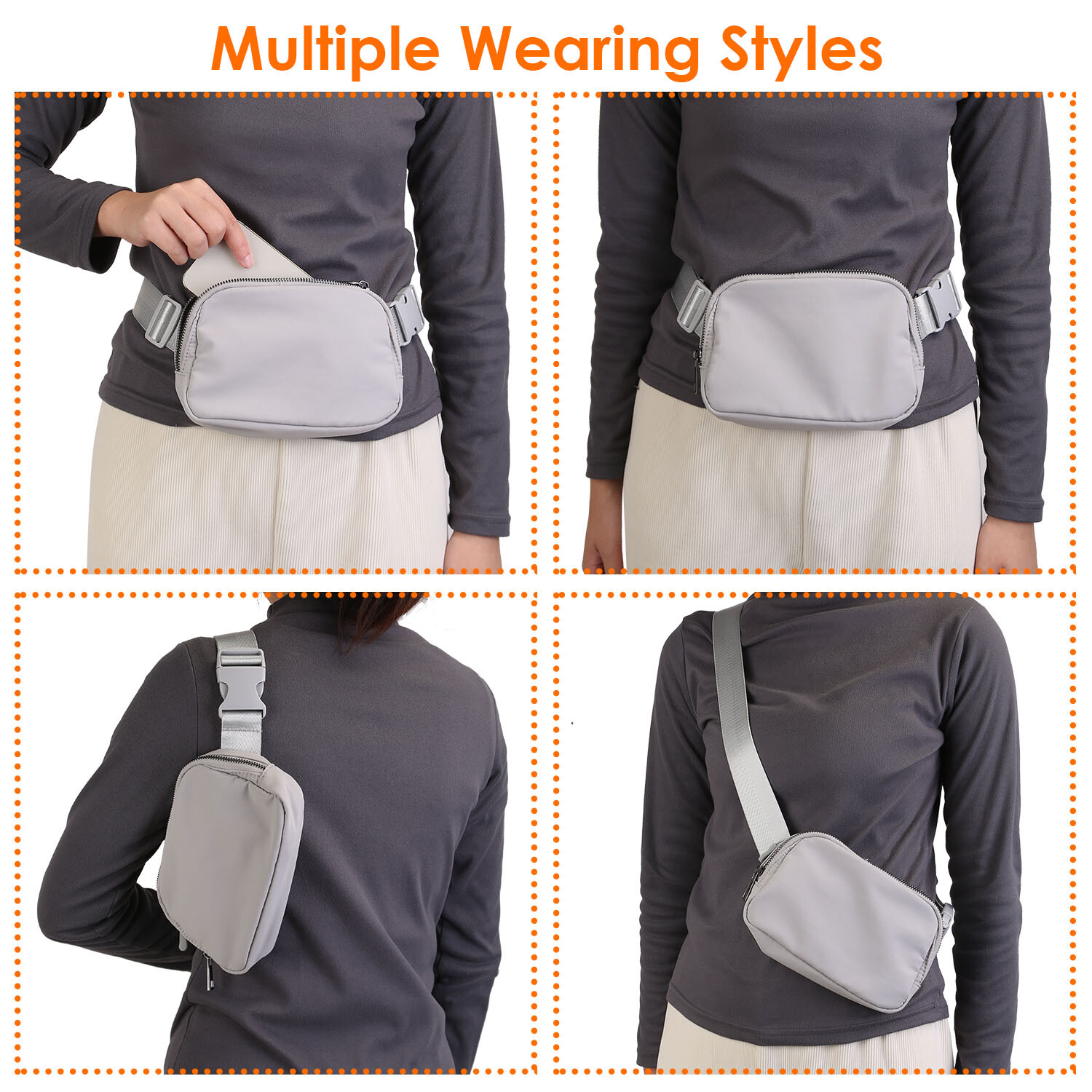 4 In 1 Waterproof Sport Runner Waist Bag Running Adjustable Belt Large Capacity