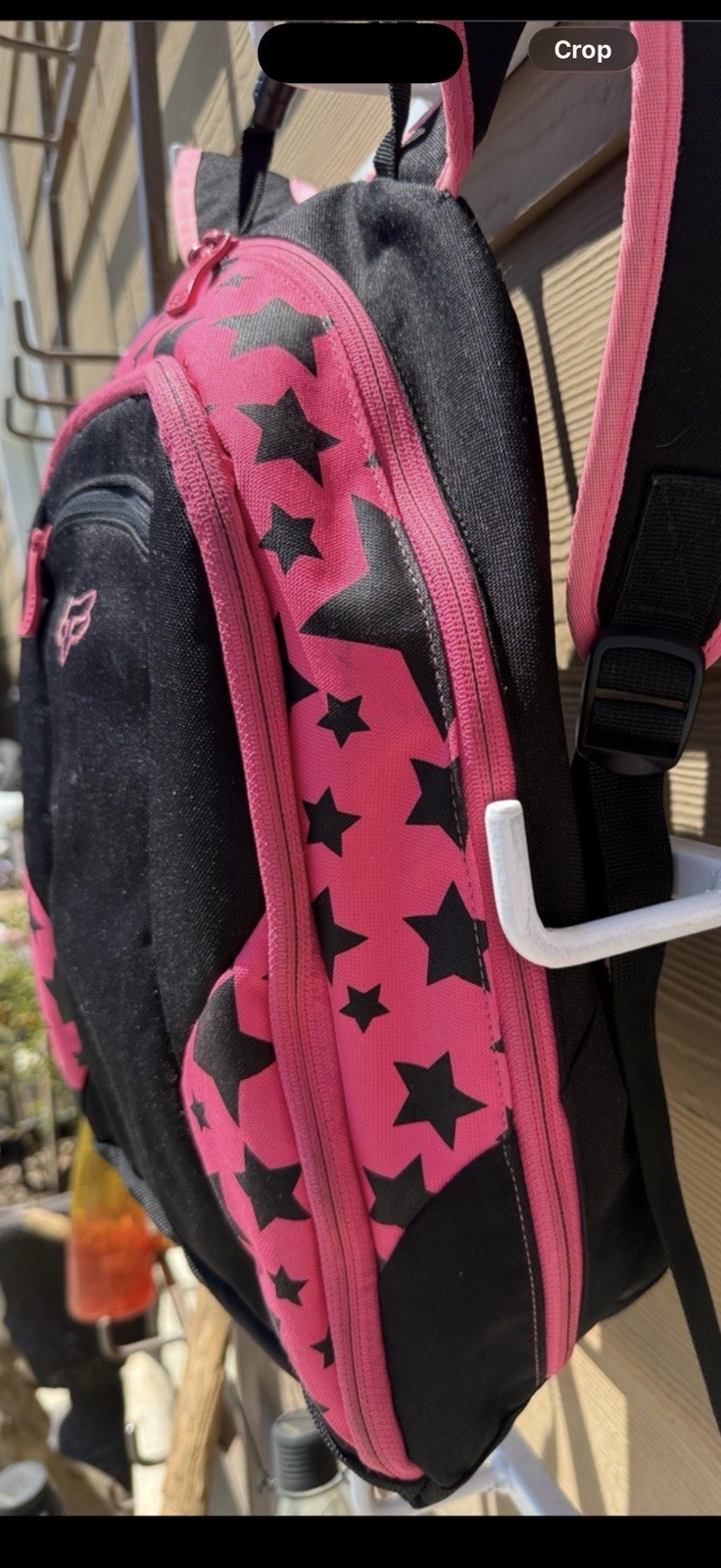 Fox Black & Pink Star Backpack Zip Unisex Padded Pockets Adjustable Straps