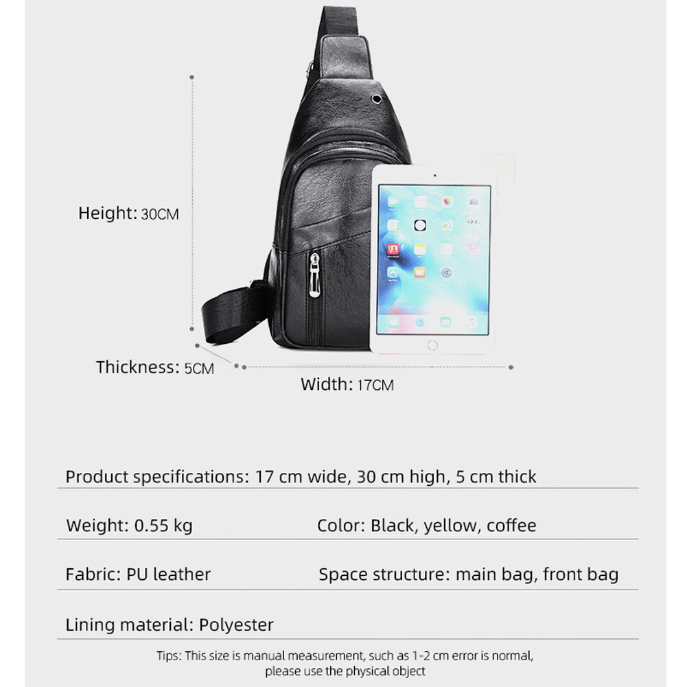 Men’s Large Capacity Single Shoulder Crossbody Bag Multifunctional Chest Bag US