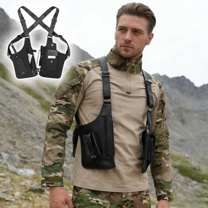 Adjustable Anti-Theft Underarm Shoulder Bag PU Leather Wallet Holster Bag