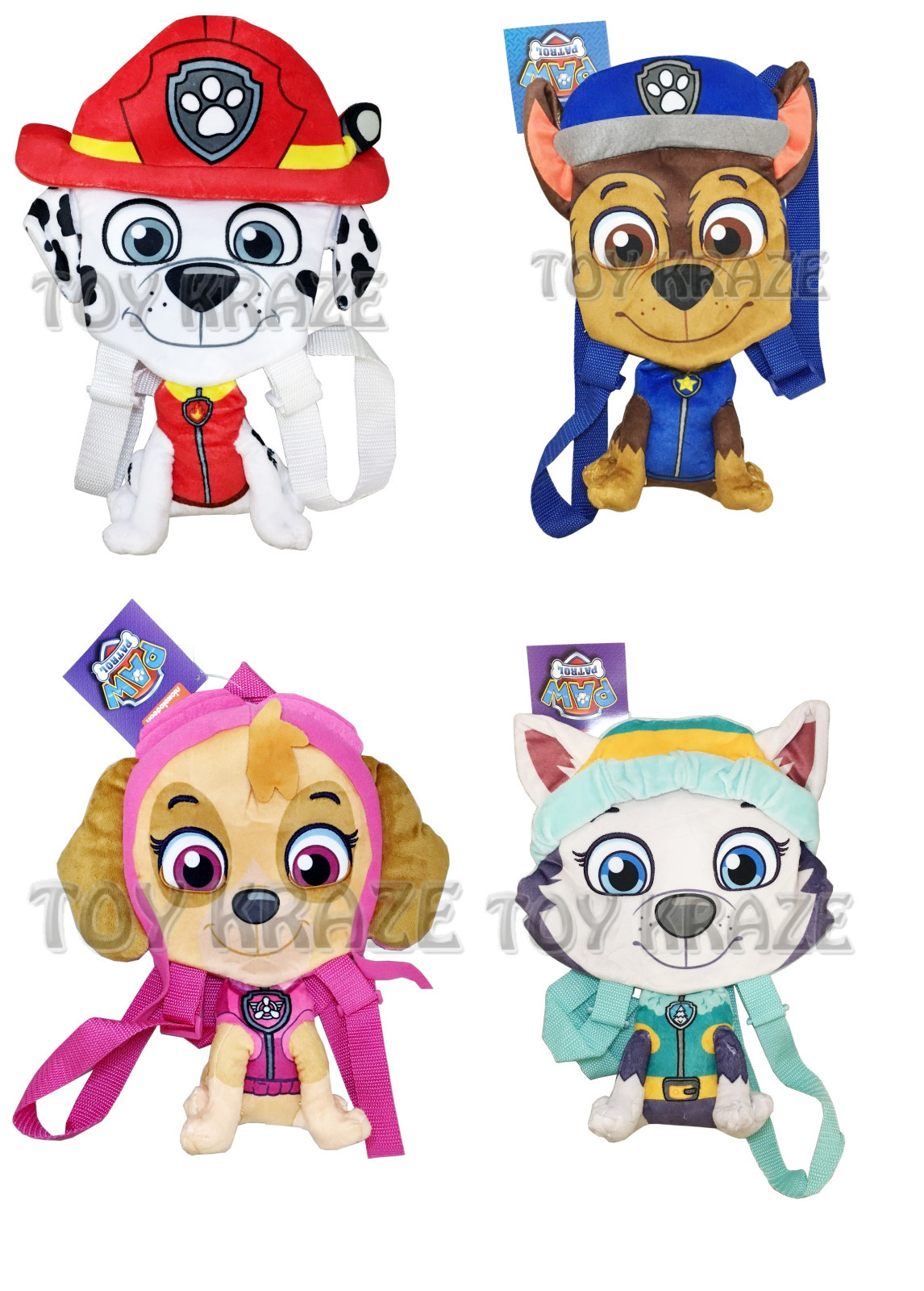 PAW PATROL FLAT PLUSH BACKPACK! SMALL RESCUE DOGS DOLL BAG 12″ NWT